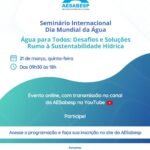 Evento reunirá especialistas internacionais em celebração ao Dia Mundial da Água